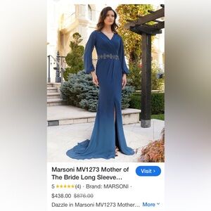 Marsoni Elegant Long Sleeve Blue Dress